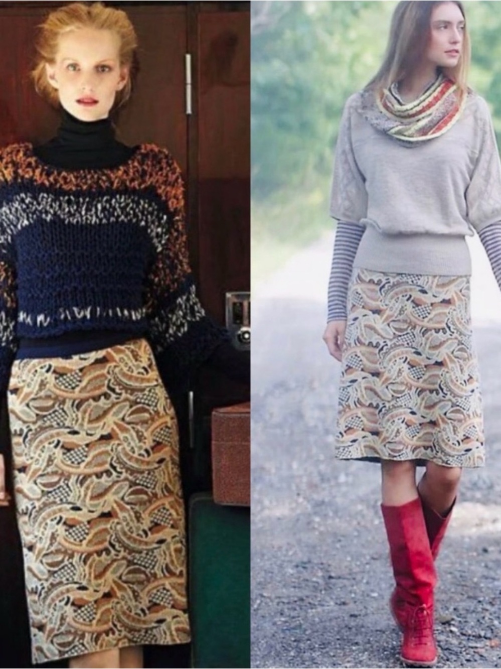 VTG Anthropologie Sparrow Forest Pencil Skirt Mohair Cashmere Romantic Size L